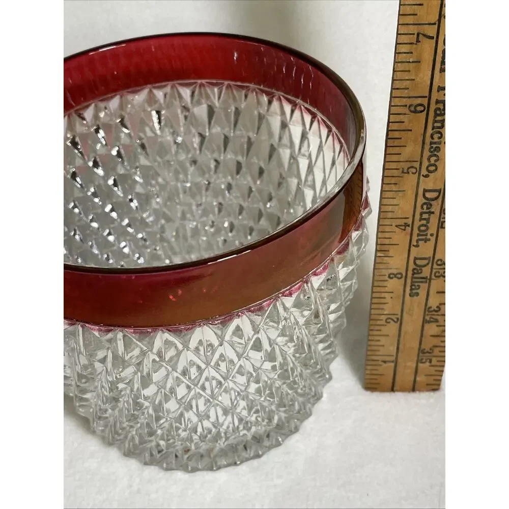Indiana Glass Ruby Flash Diamond Point Ice Bucket Vintage